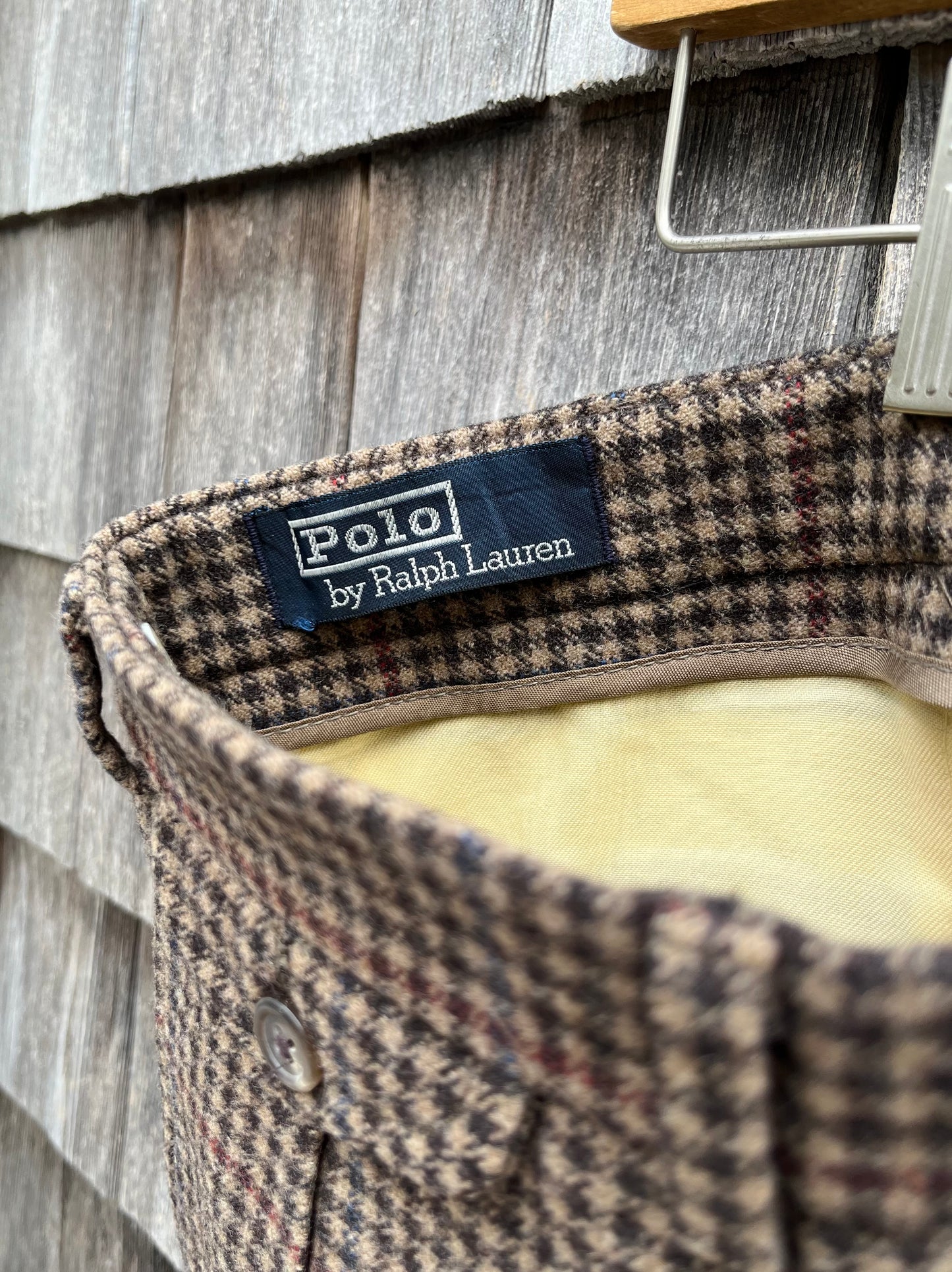 80s Polo Ralph Lauren Herringbone Check Wool Trousers (34/32)