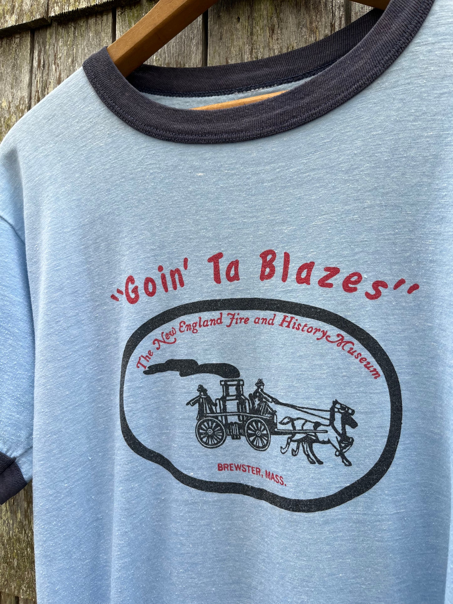 80s The New England Fire And History Museum Brewster Ringer T-Shirt (S/M)