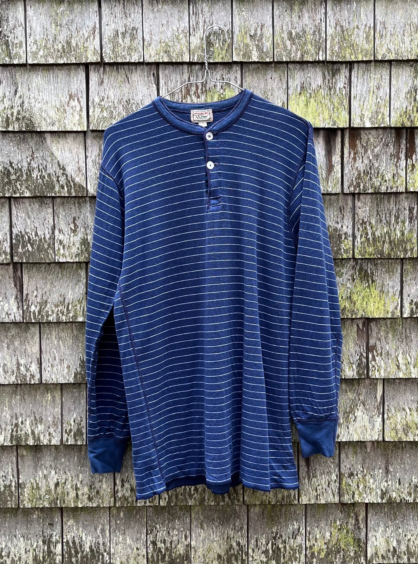 80s L.L. Bean Striped River Driver Thermal Shirt (M)