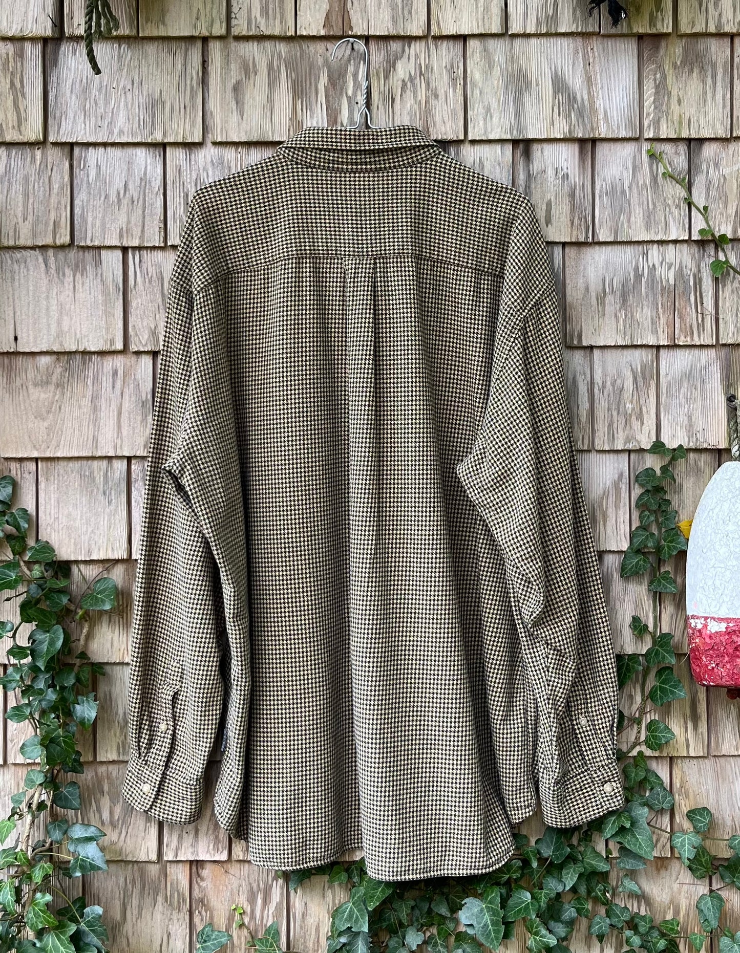 90s J. Crew Houndstooth Weave Brushed Cotton Button Down Shirt (XL/XXL)