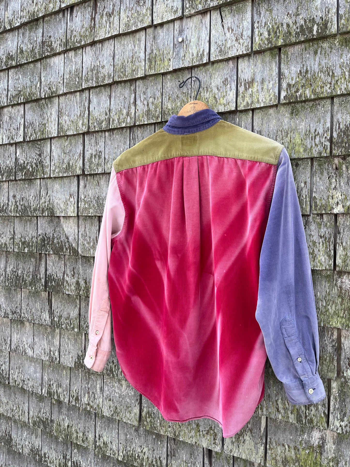 90s J.Crew Faded Colorblock Corduroy Button Down Shirt (M/L)