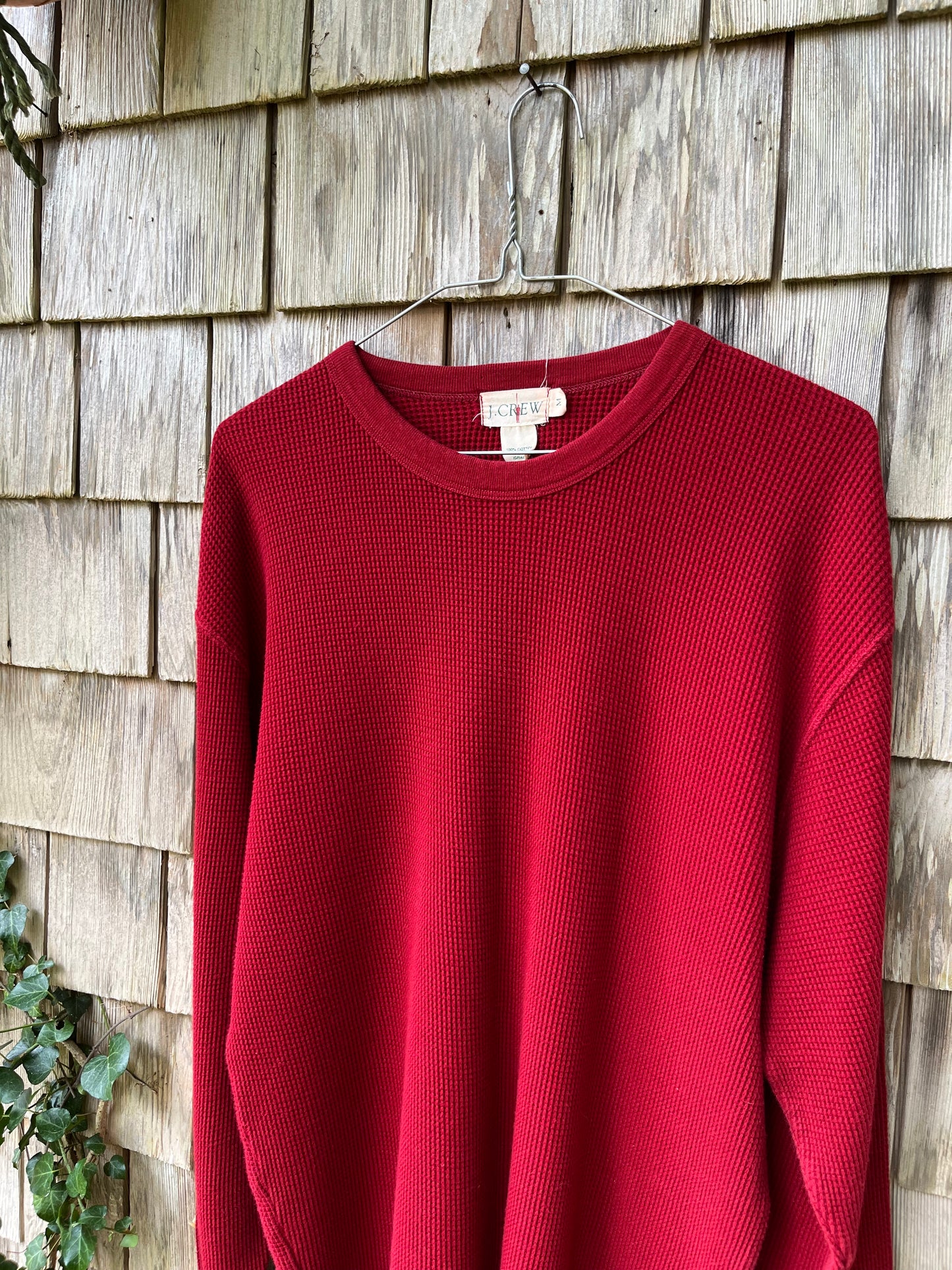 90s J. Crew Waffle Knit Cotton Thermal Shirt (L)