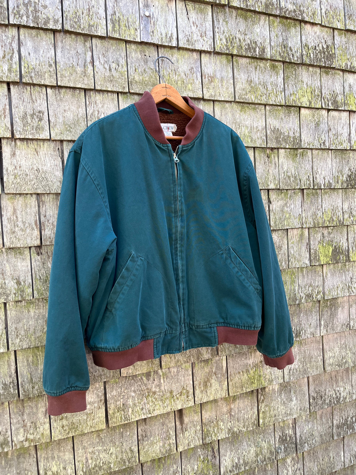 90s J.Crew Shearling Lined Cotton Bomber Jacket (L)