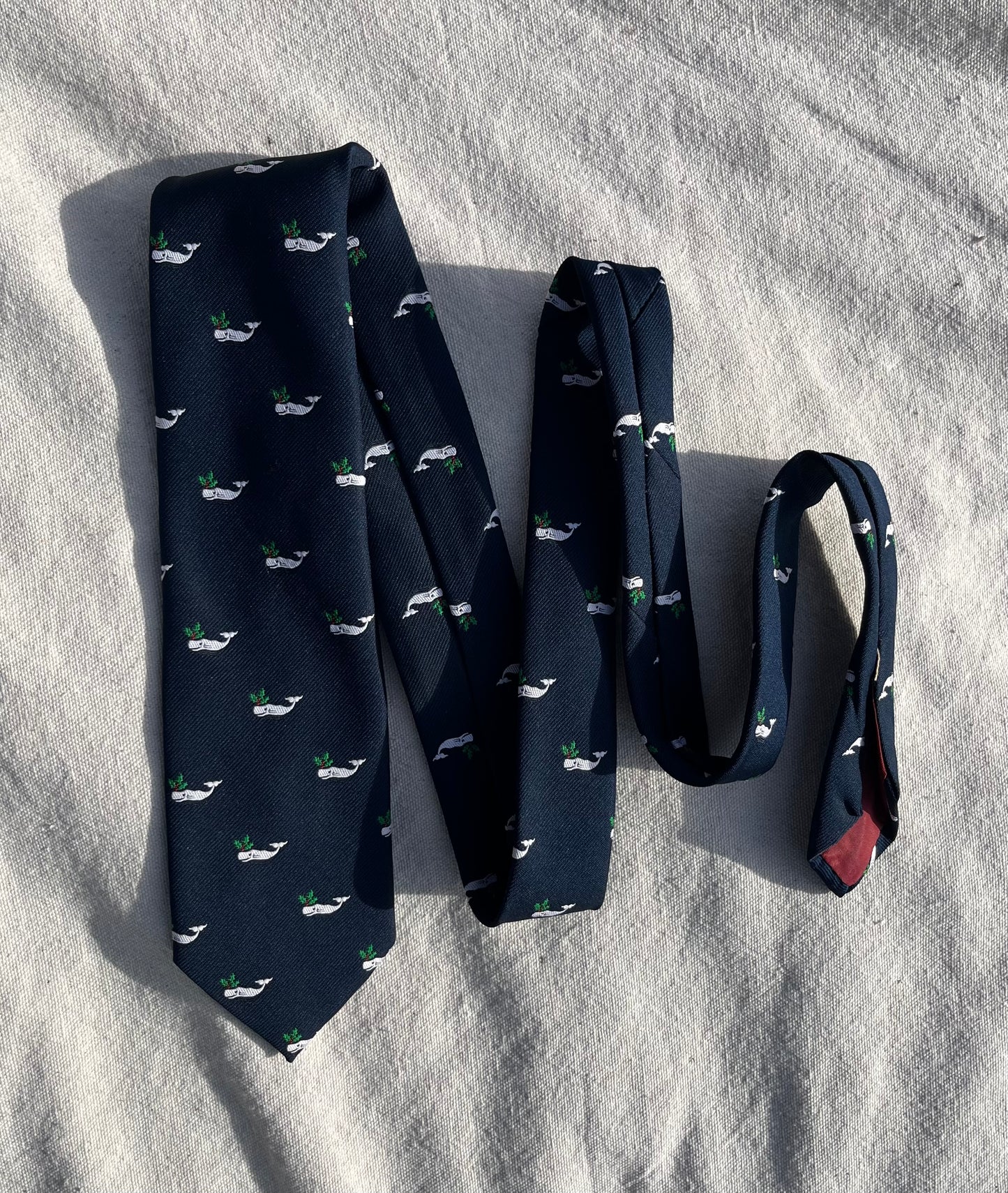 70s Cape Cod Neckwear Christmas Whale Emblematic Neck Tie