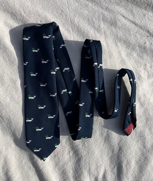 70s Cape Cod Neckwear Christmas Whale Emblematic Neck Tie
