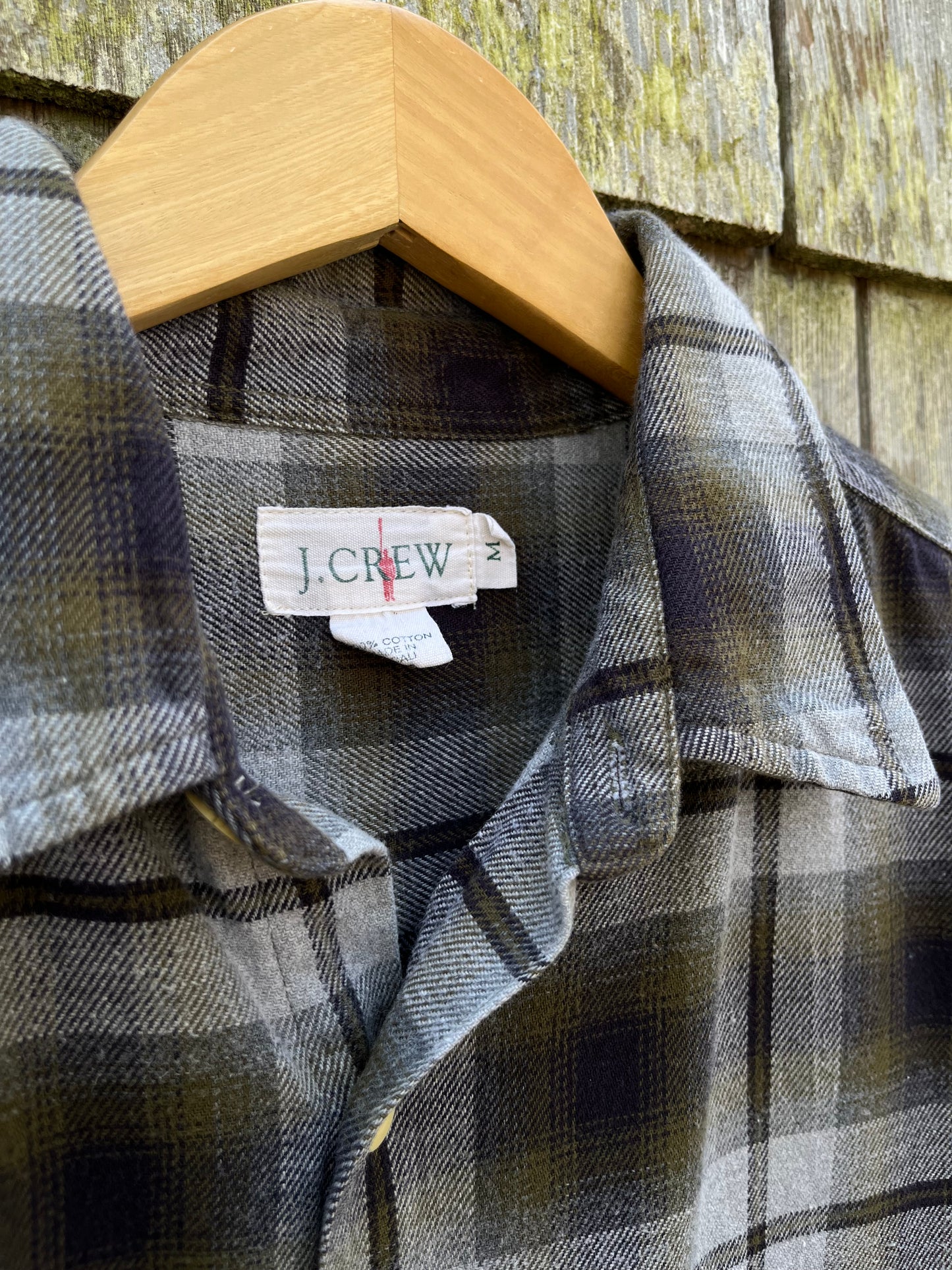 90s J.Crew Shadow Plaid Cotton Flannel Shirt (L)