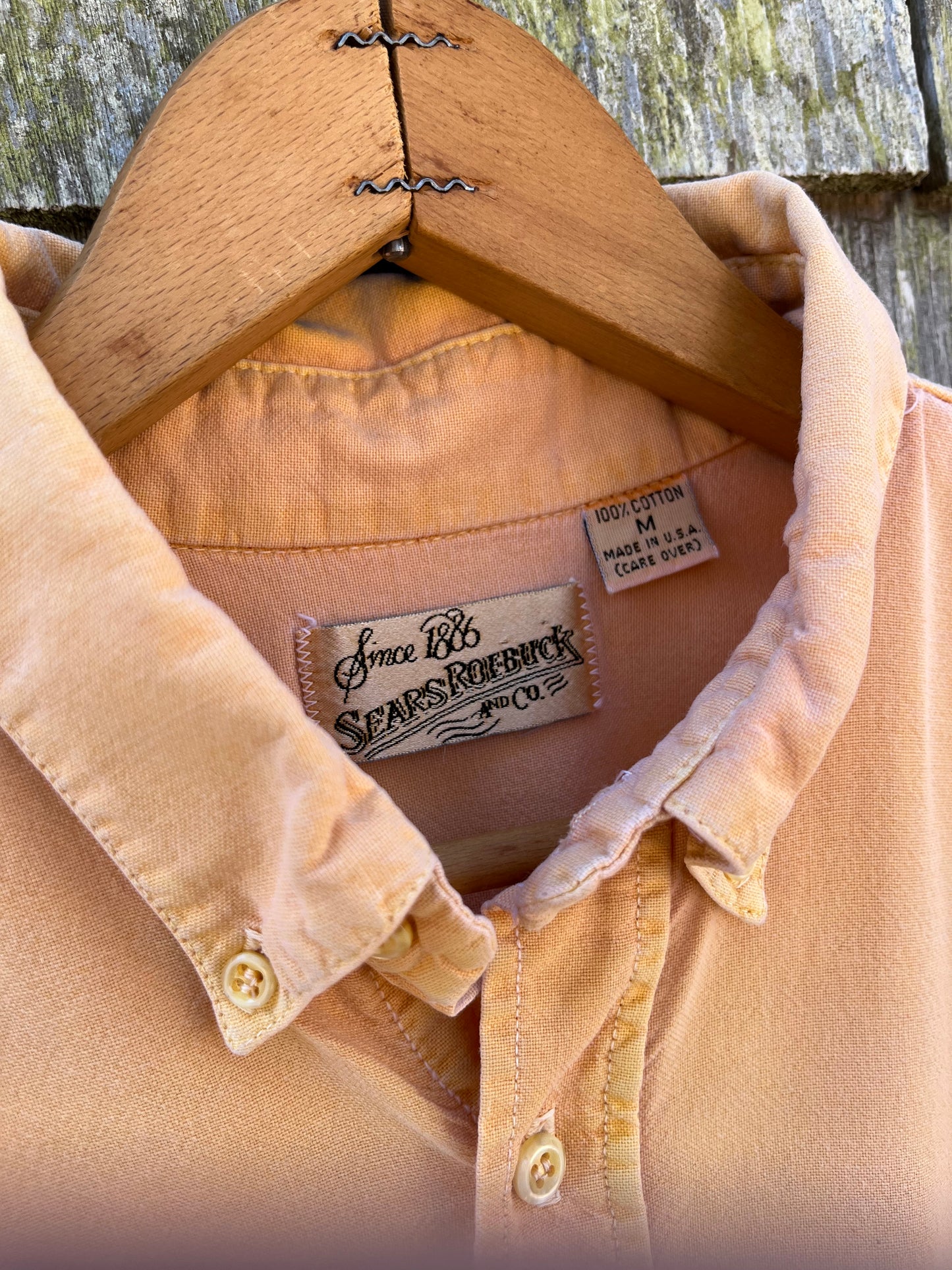 90s Sears & Roebuck Short Sleeve Pigment Dyed Cotton Button Down Shirt (L)
