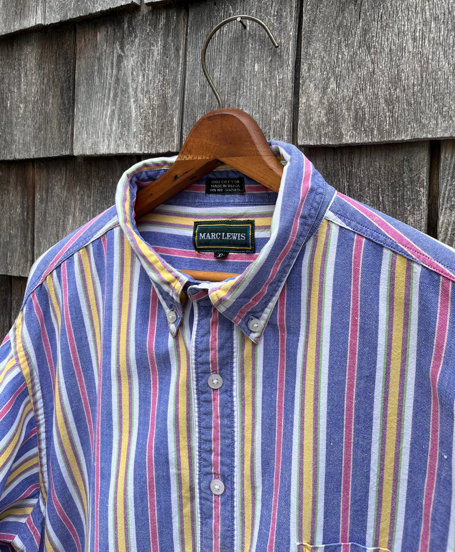 90s Marc Lewis Striped Cotton Button Down Shirt (XL)