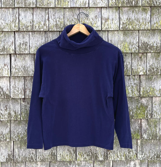 90s Belgian Cotton Funnel Neck Long Sleeve Shirt (S)