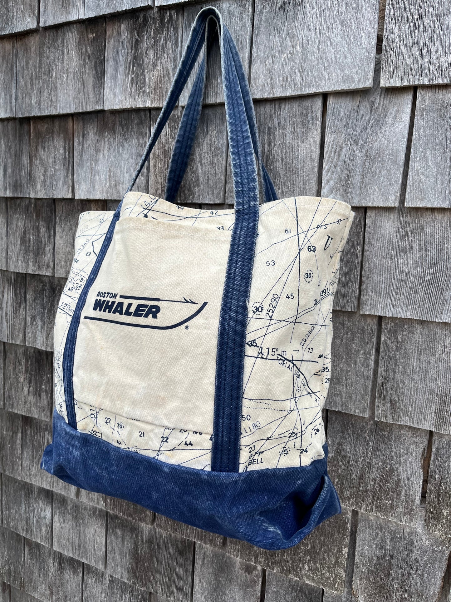 90s Boston Whaler Boats Nautical Maps Print Canvas Tote Bag