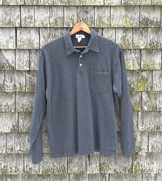 90s J.Crew Cotton Long Sleeve Pocket Polo Shirt (L)