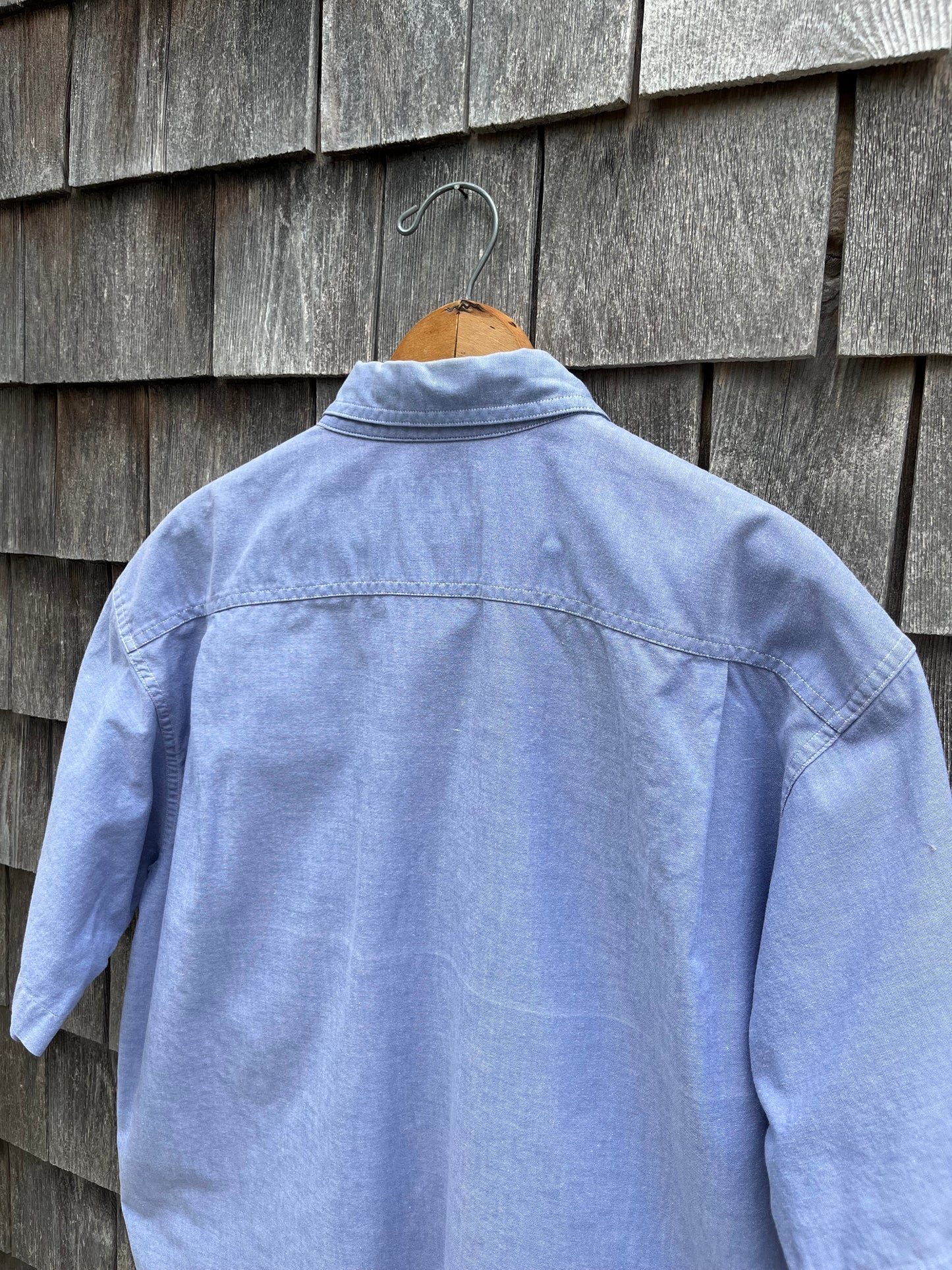 90s Arrow Sport Short Sleeve Cotton Chambray Button Down Shirt (L)