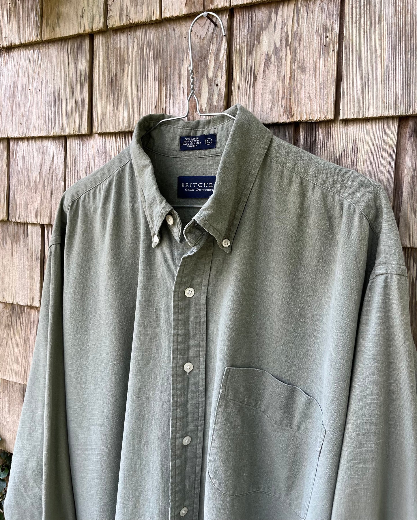 90s Britches Linen Cotton Blend Button Down Shirt (XL)