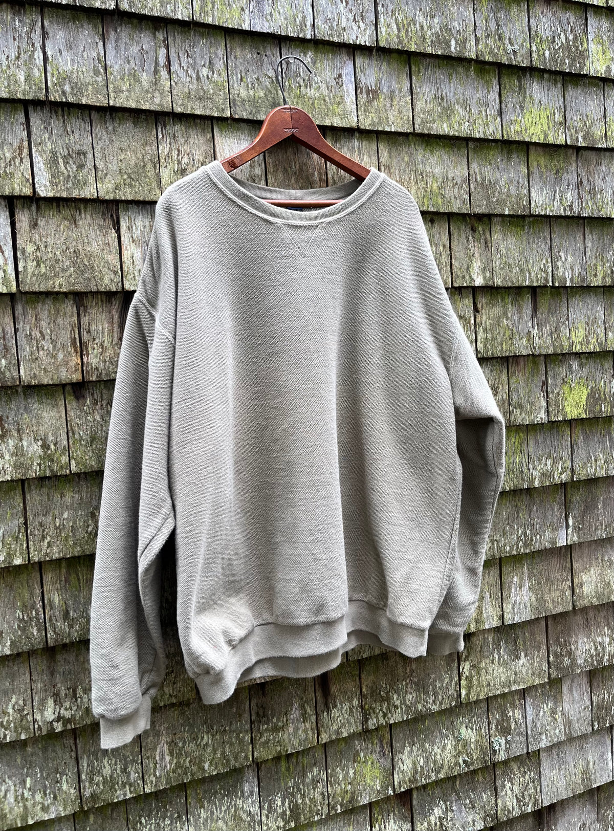 90s Lands End ‘Cobble Cloth’ Cotton Pique Sweatshirt (XL/XXL)