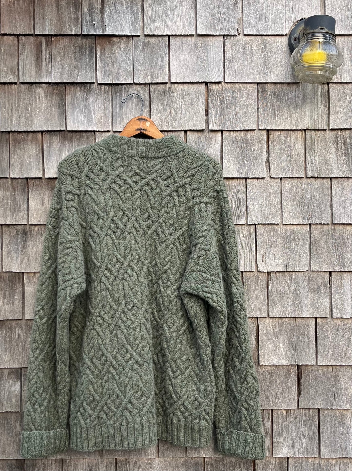 90s J. Crew Chunky Lattice Knit Wool Sweater (XL)