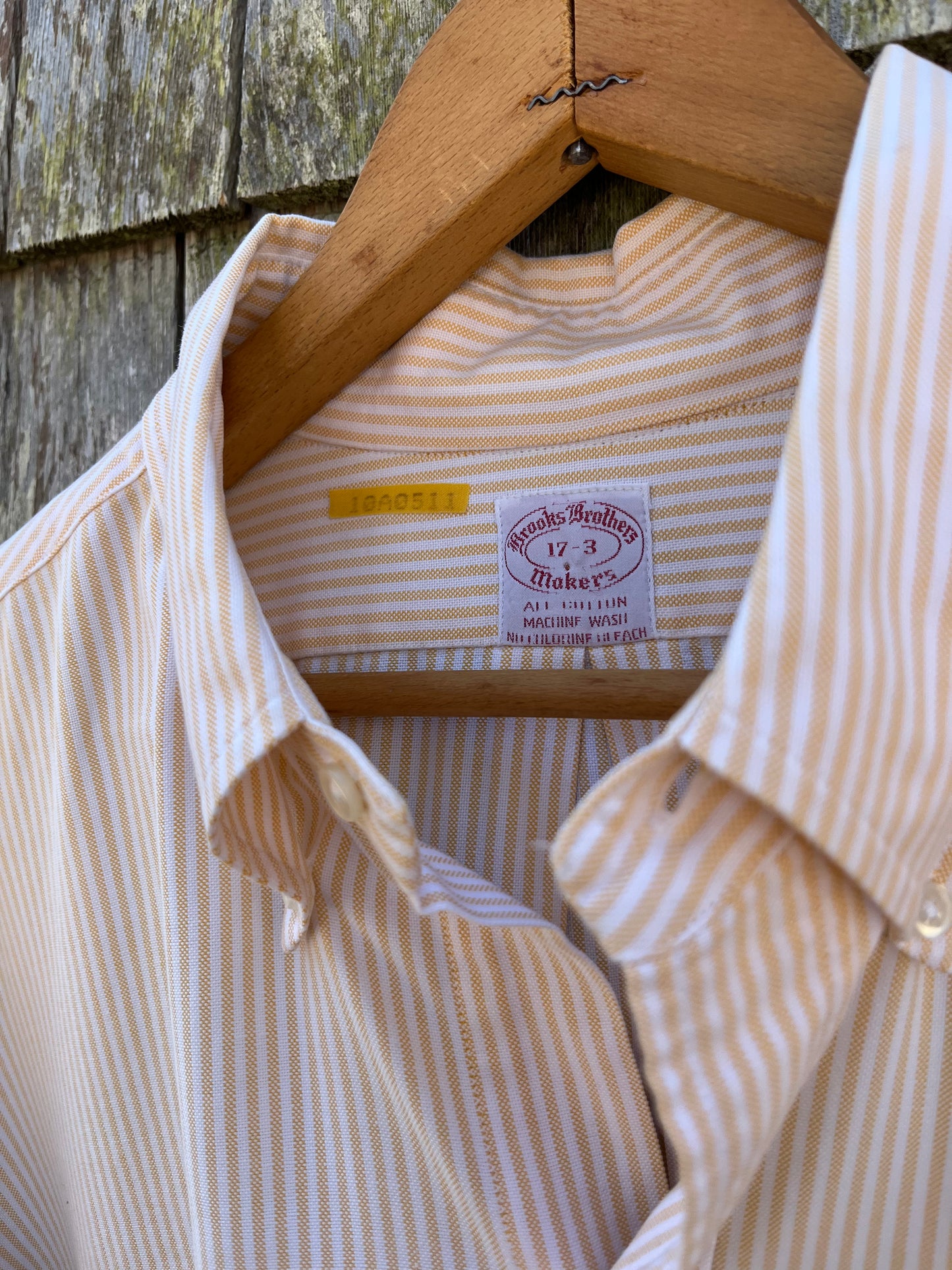 80s Brooks Brothers Makers 6-Button University Stripe Cotton Oxford Cloth Button Down Shirt (17/XL)
