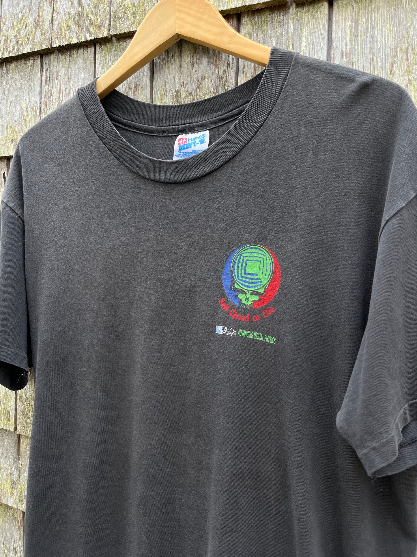 90s Quad Design Computer Graphics ‘Sell Quad or Die’ Stealie T-Shirt (L)
