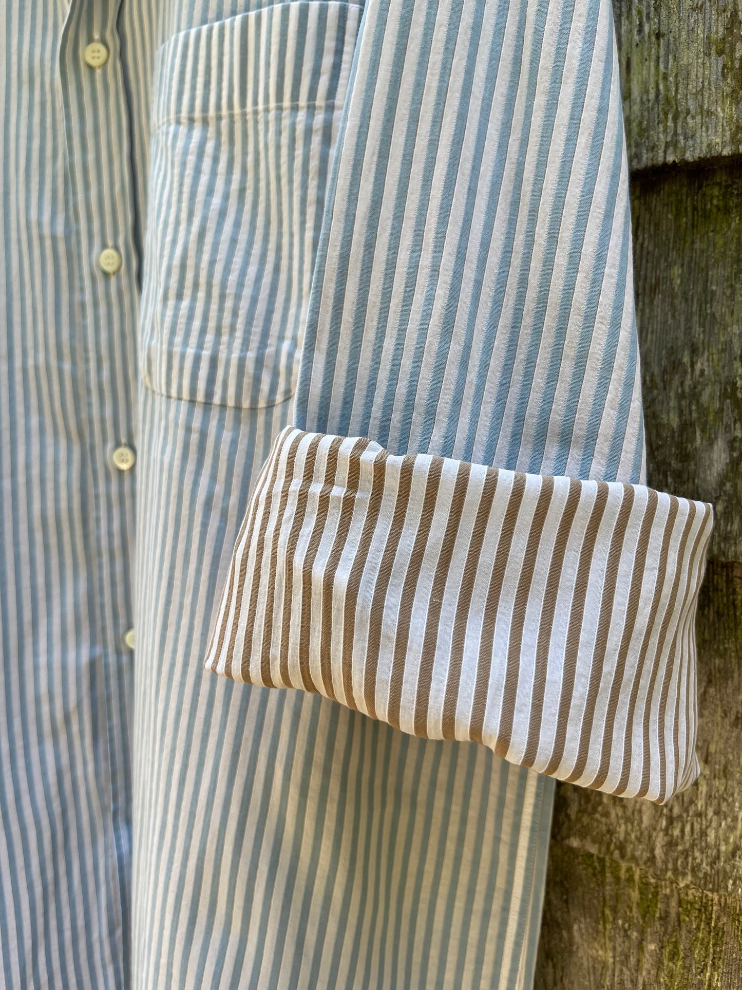 00s Brioni Cotton Textured Stripe Button Front Shirt (XL)