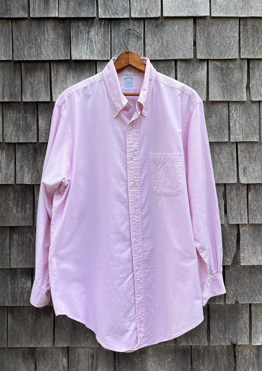 90s Brooks Brothers Makers Slim Fit University Stripe Oxford Cloth Button Down Shirt (17.5-3)