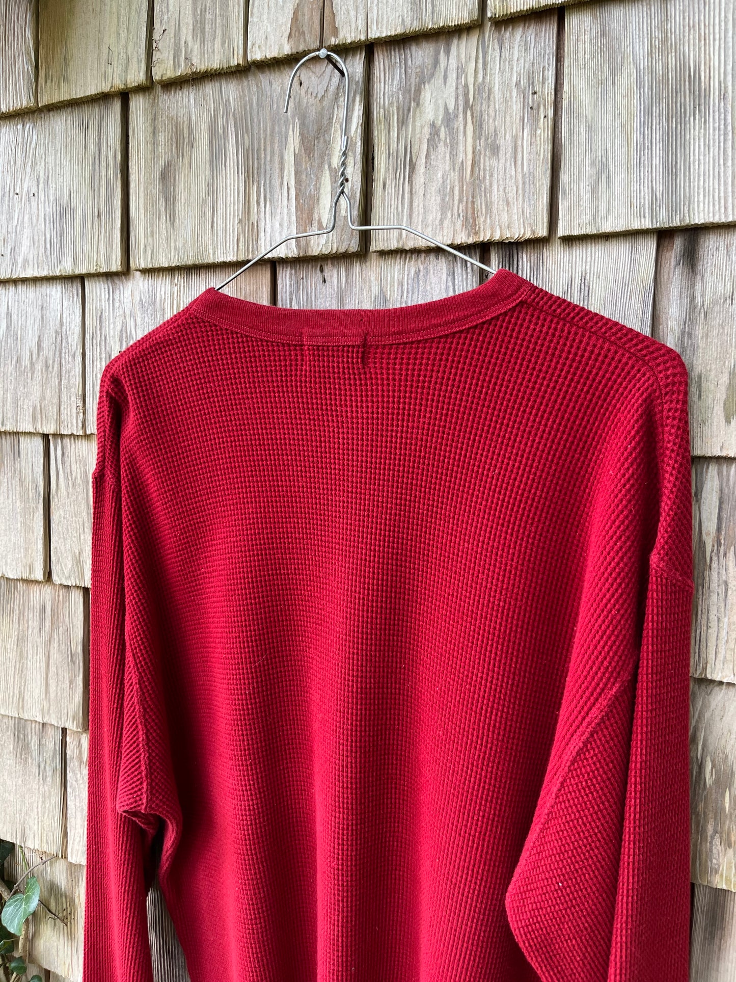 90s J. Crew Waffle Knit Cotton Thermal Shirt (L)