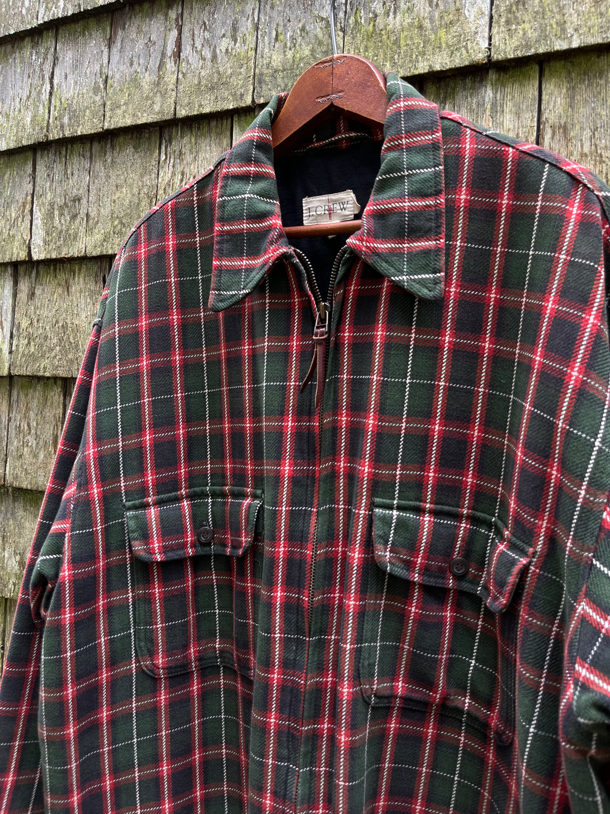 90s J.Crew Zip-Front Lined Flannel Shirt Jacket (L/XL)