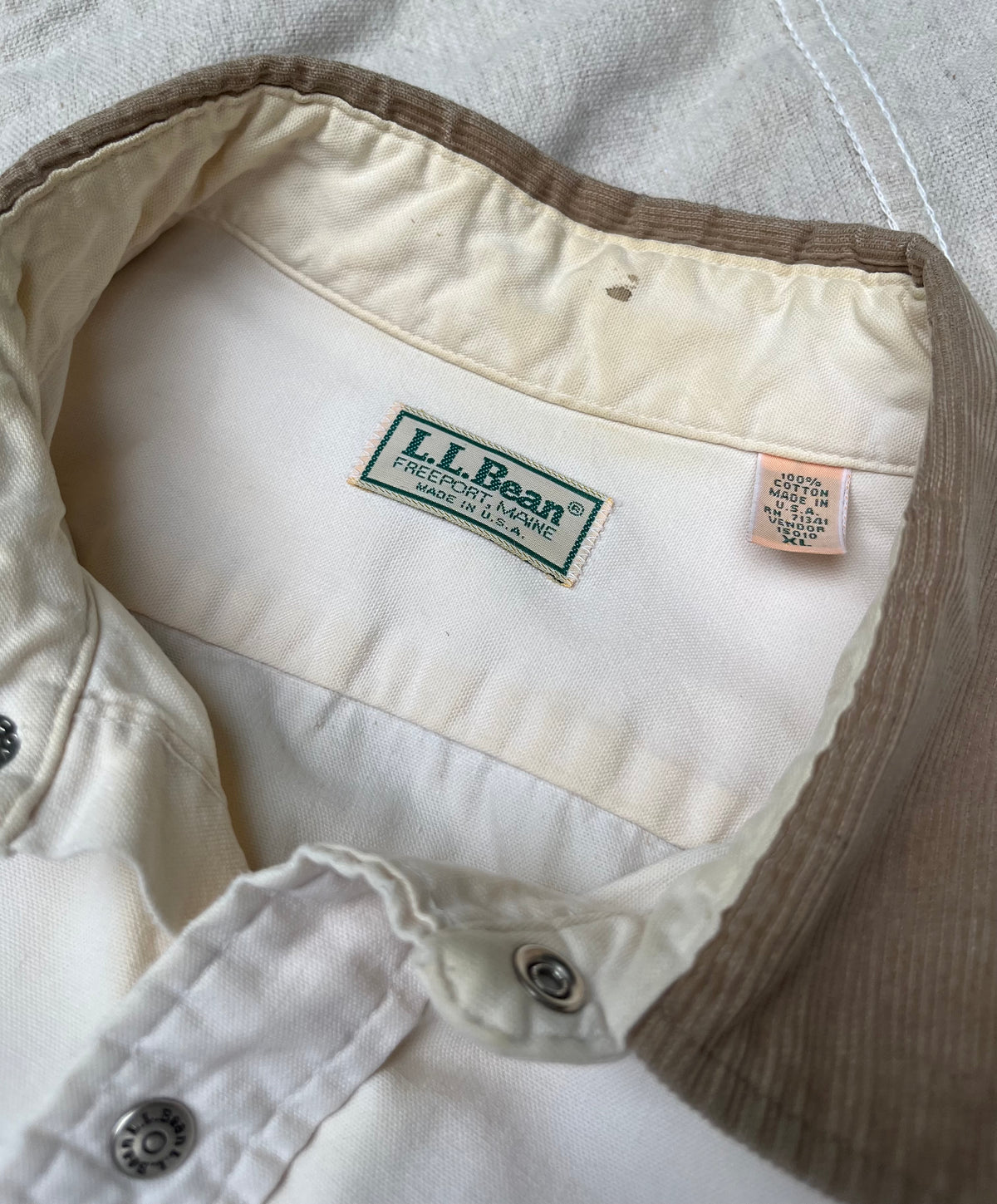 90s L.L. Bean Snap Front Cotton Canvas Work Shirt (XL)