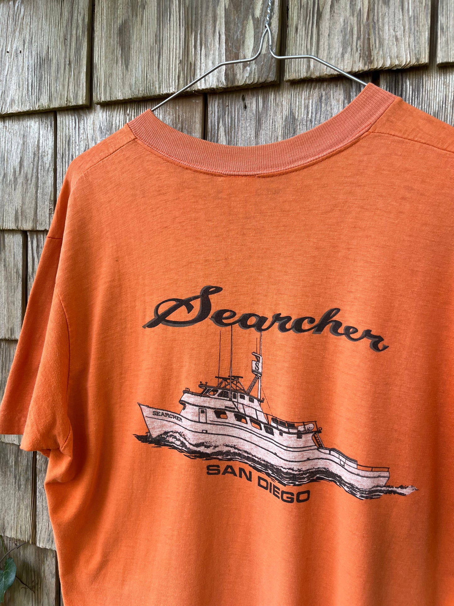 80s Searcher FV Fishing Charter Boat San Diego Pocket T-Shirt (M)