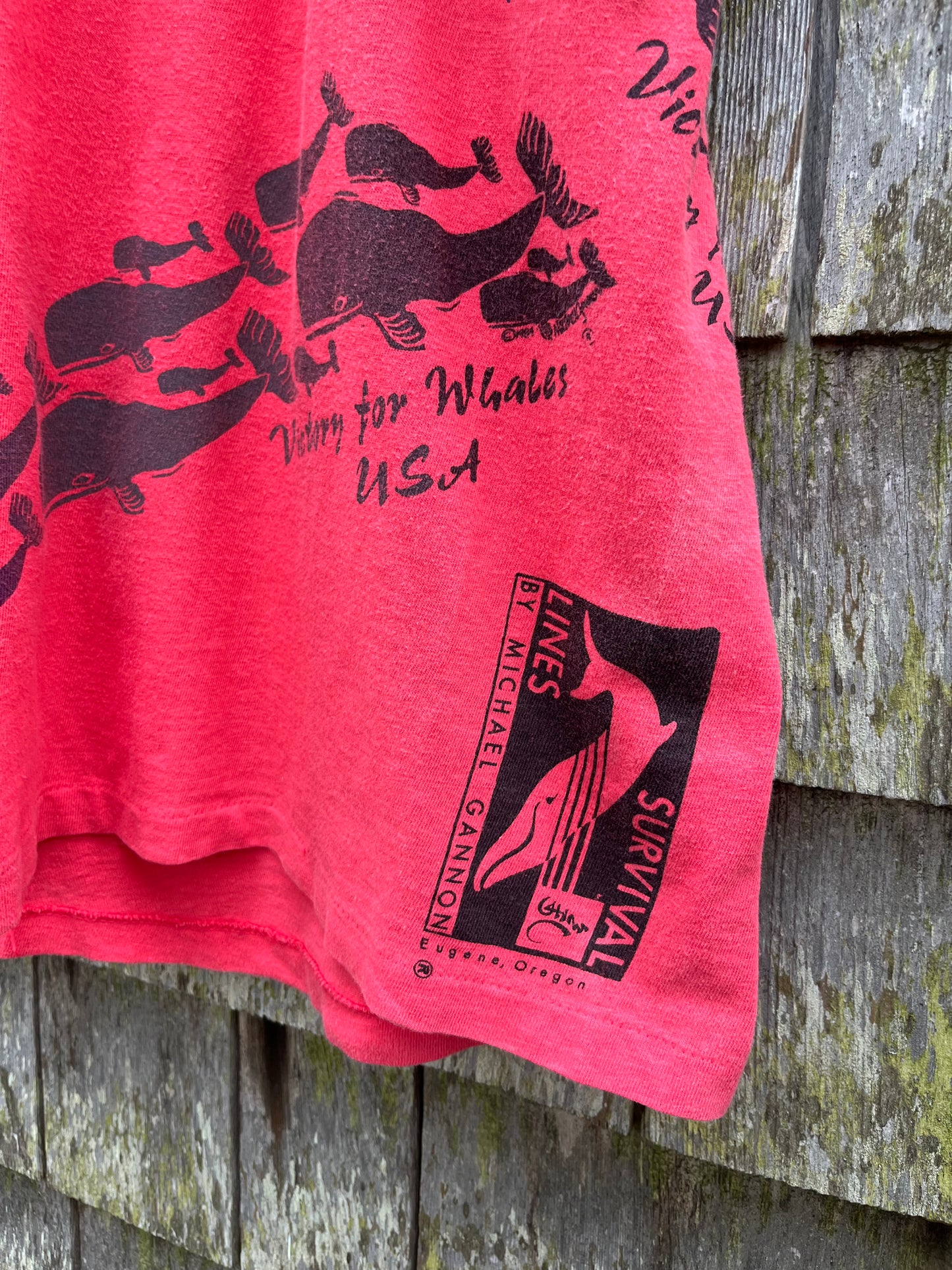 90s 'Peace for Whales' Michael Gannon Survival Lines T-Shirt (L)