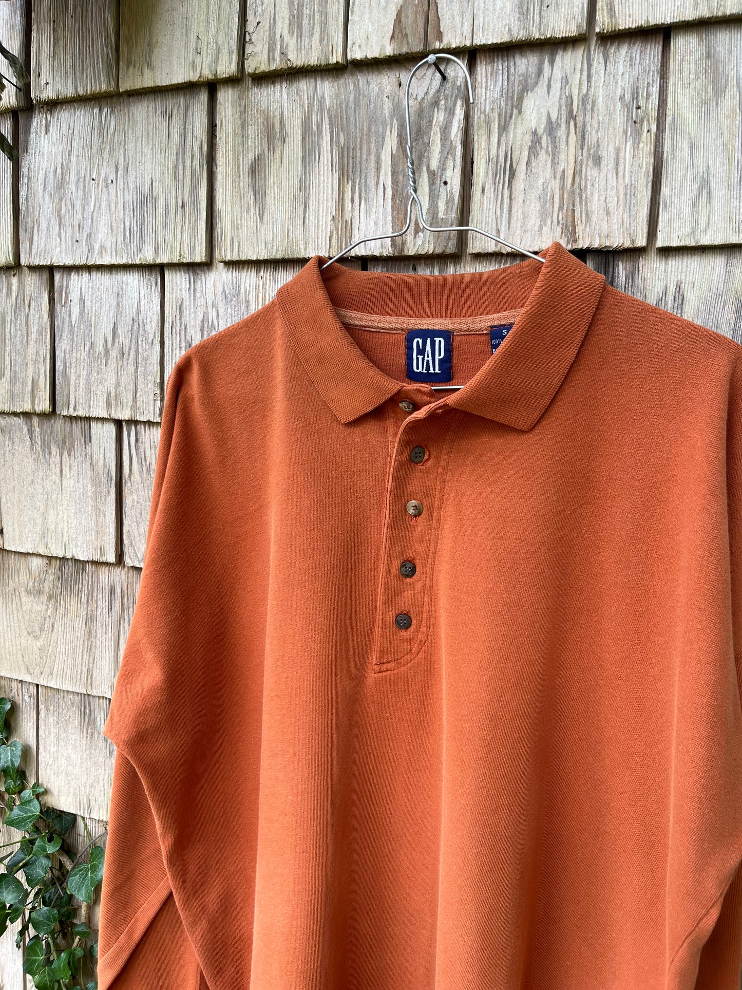 90s GAP Long Sleeve Cotton Polo Shirt (L)
