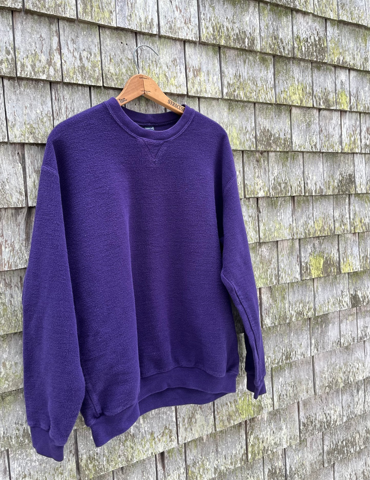 90s Lands’ End ‘Cobble Cloth’ Pique Weave Cotton Crewneck Sweatshirt (L)