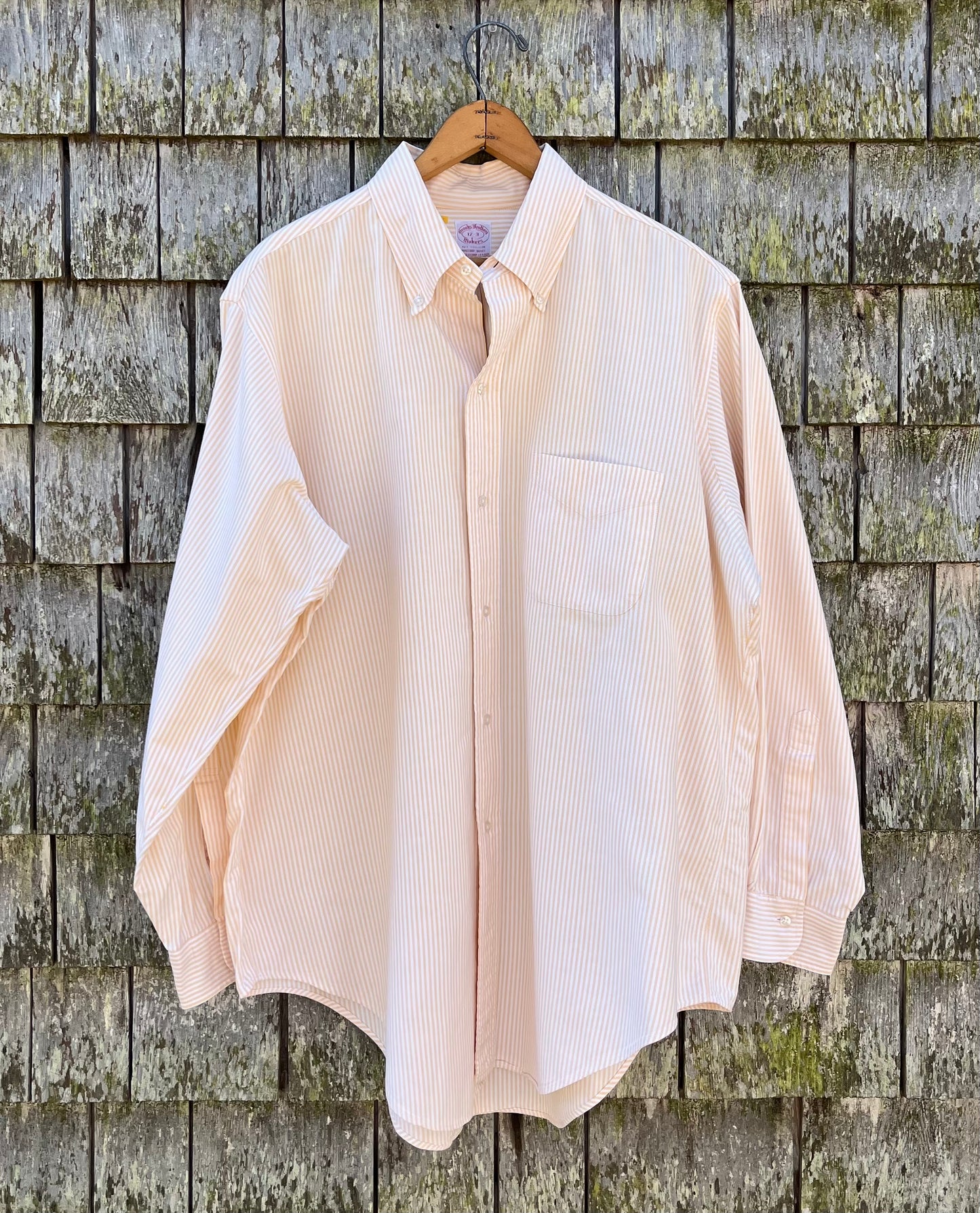 80s Brooks Brothers Makers 6-Button University Stripe Cotton Oxford Cloth Button Down Shirt (17/XL)