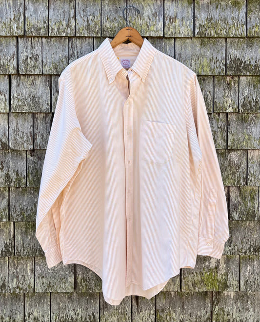 80s Brooks Brothers Makers 6-Button University Stripe Cotton Oxford Cloth Button Down Shirt (17/XL)