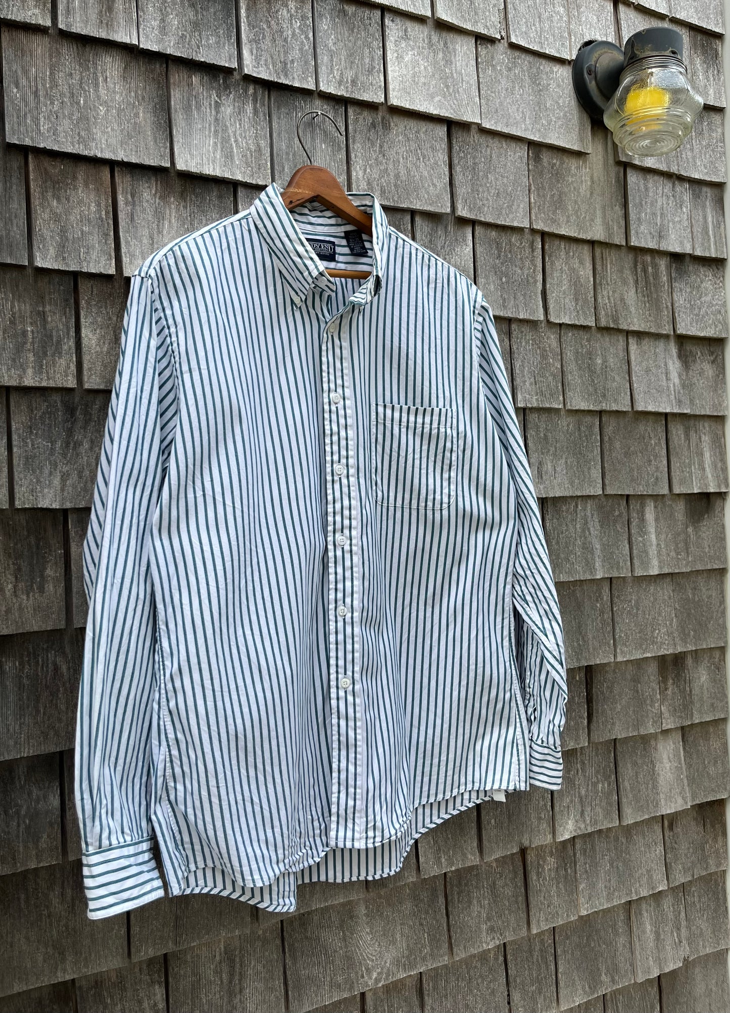 90s Lands’ End Candy Stripe Pinpoint Oxford Button Down Shirt (16.5 / 35)