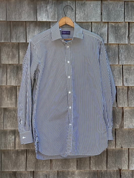 90s Polo Ralph Lauren Purple Label Stripe Button Front Shirt (14.5-2)