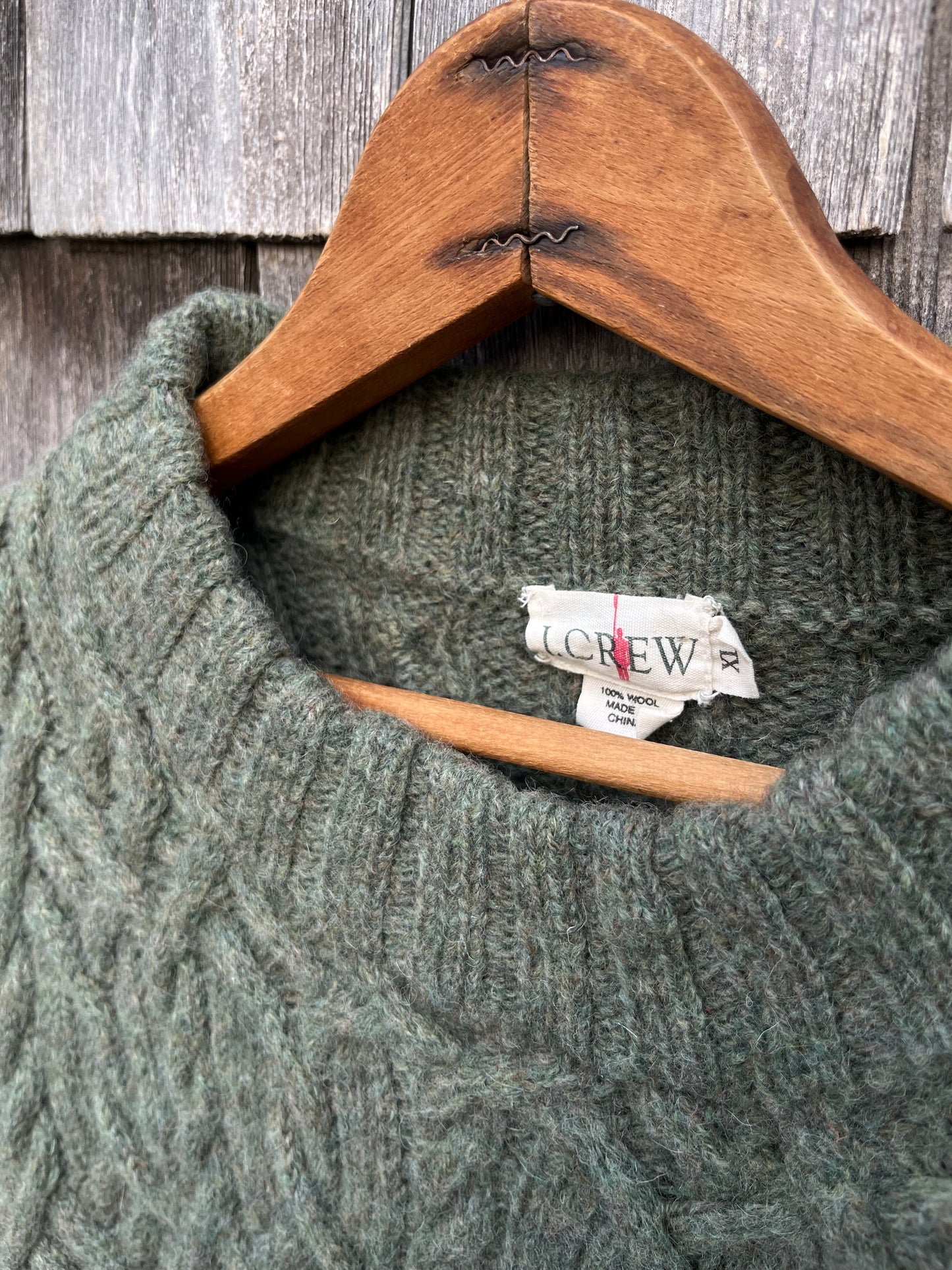 90s J. Crew Chunky Lattice Knit Wool Sweater (XL)