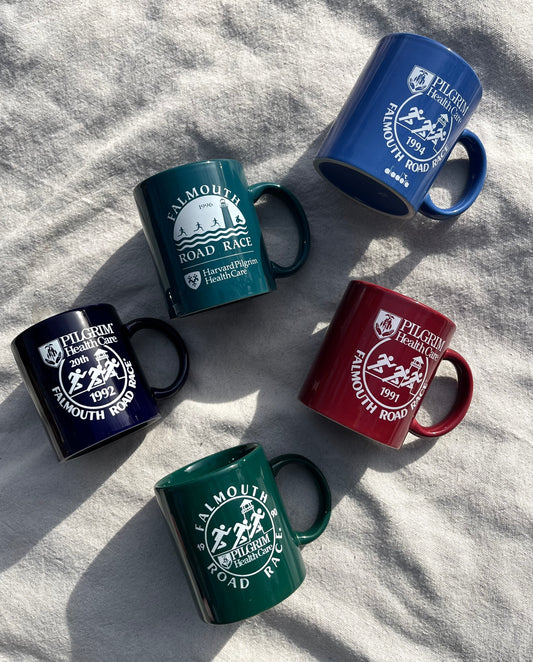 90s Falmouth Road Race Ceramic Coffee Mugs (5x)