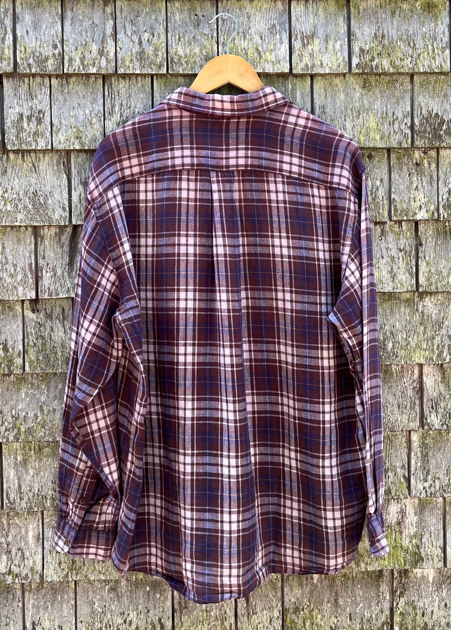 90s J.Crew Linen Check Button Front Shirt (XL)