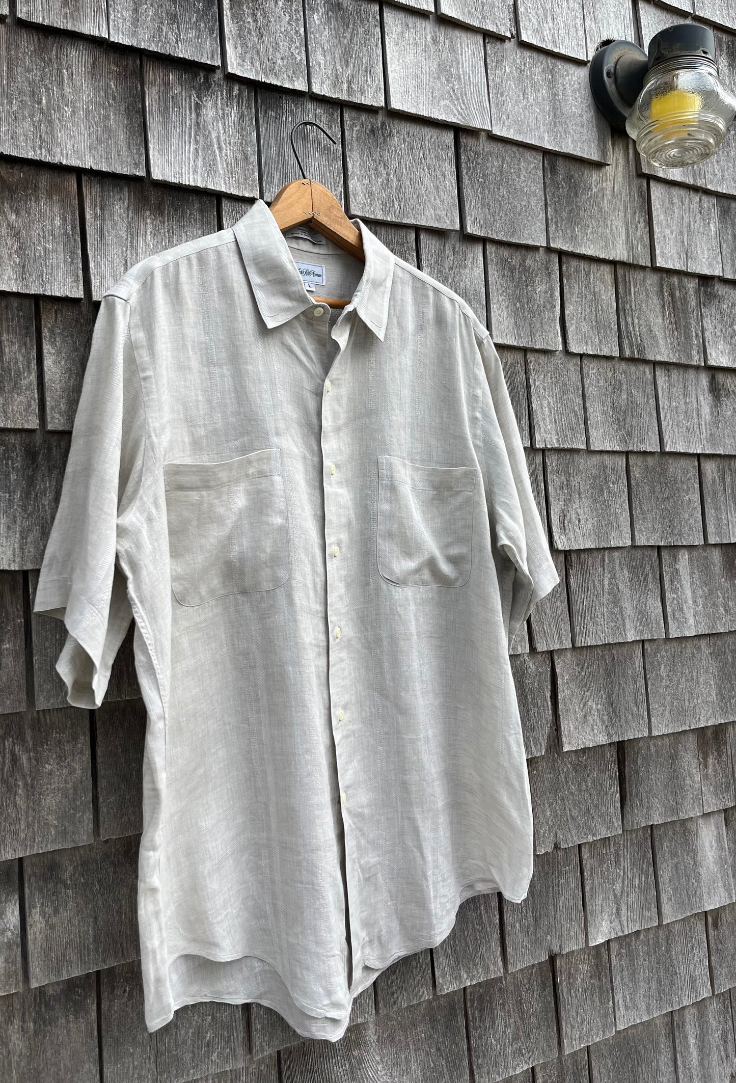 Saks Fifth Ave. Short Sleeve Linen Button Up Shirt (XL)