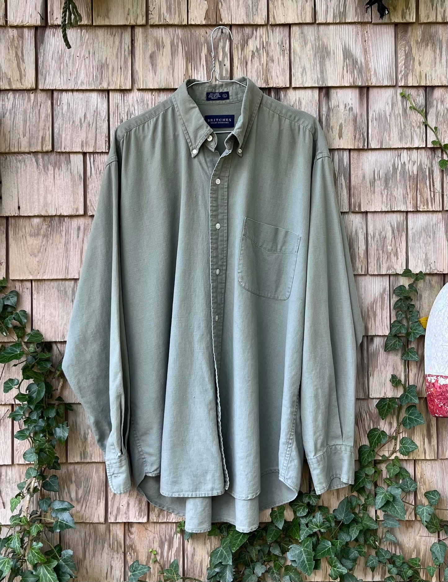 90s Britches Linen Cotton Blend Button Down Shirt (XL)