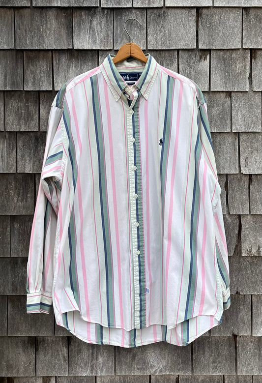 90s Polo Ralph Lauren Lightweight Cotton Broadcloth Button Down Shirt (XL)