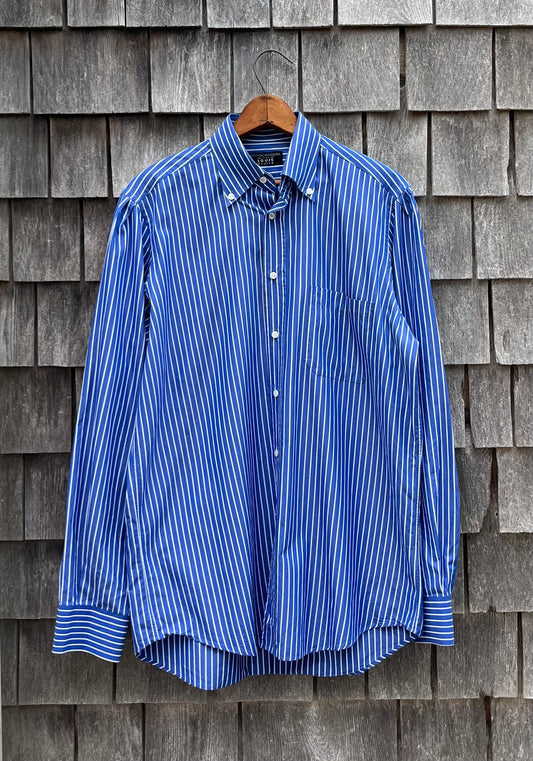 90s Luciano Barbera for Louis Boston Stripe Cotton Poplin Button Down Shirt (15.75-4)