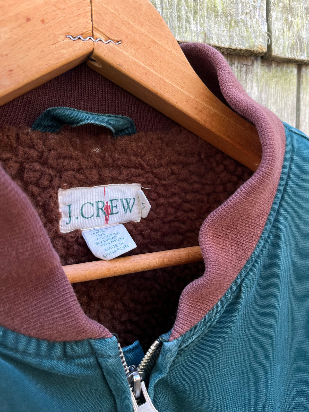 90s J.Crew Shearling Lined Cotton Bomber Jacket (L)