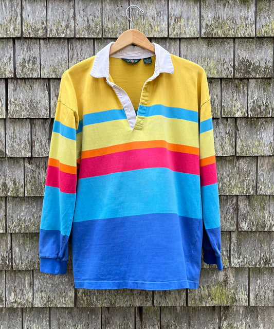 90s J.Crew Striped Cotton Rugby Shirt (L)