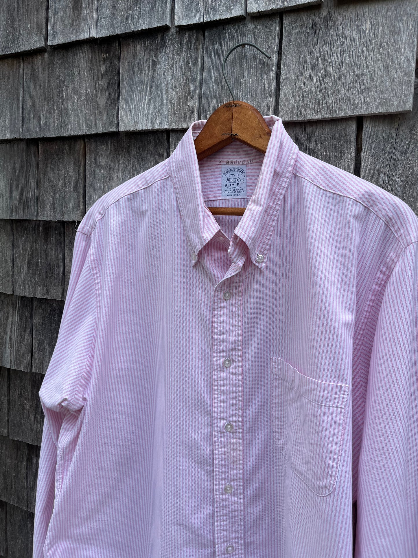 90s Brooks Brothers Makers Slim Fit University Stripe Oxford Cloth Button Down Shirt (17.5-3)