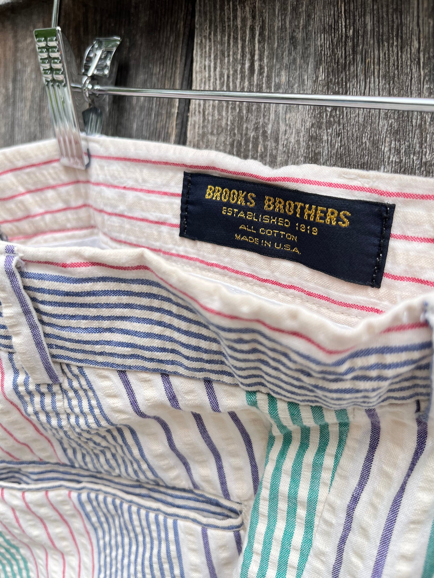 ~80s Brooks Brothers Seersucker Stripe Pleated Front Shorts (34/8”)