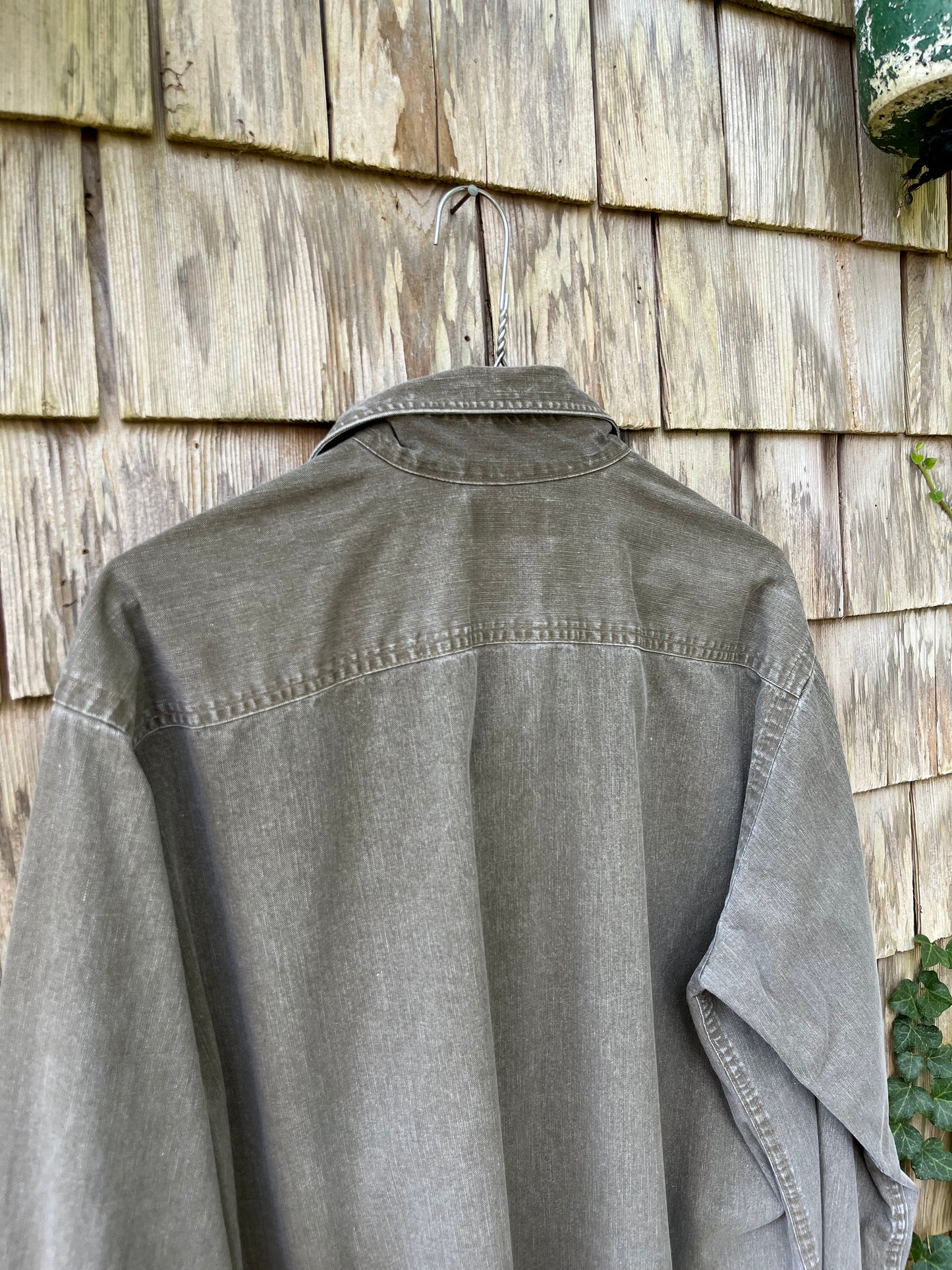 90s L.L. Bean Garment Dye Cotton Twill Button Front Shirt (L/XL)