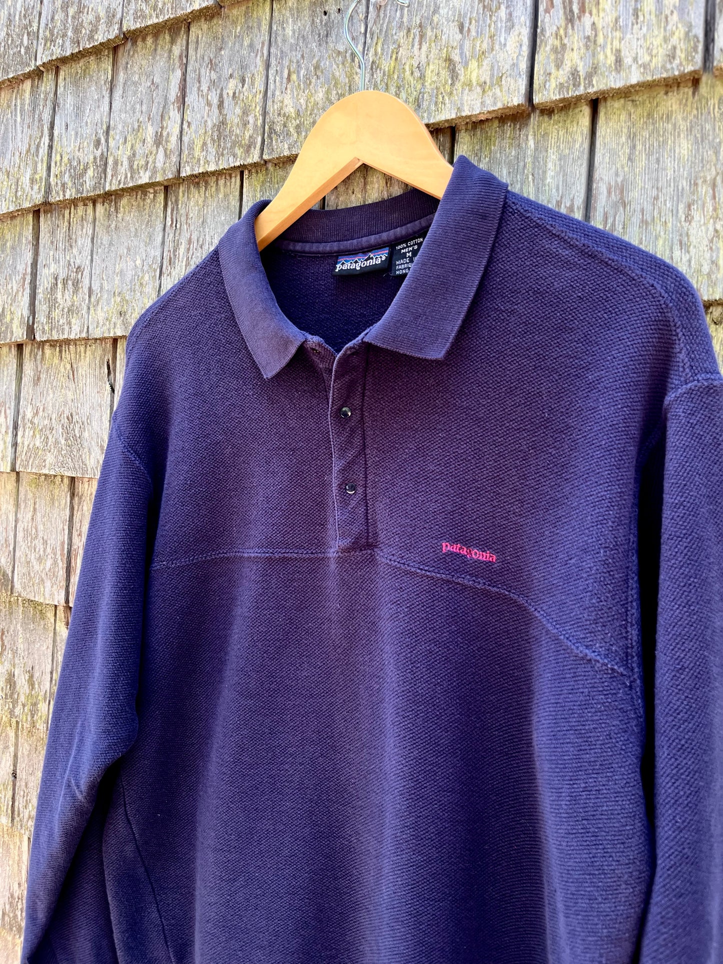 90s Patagonia Cotton Pique Snap Collar Pullover Shirt (L)
