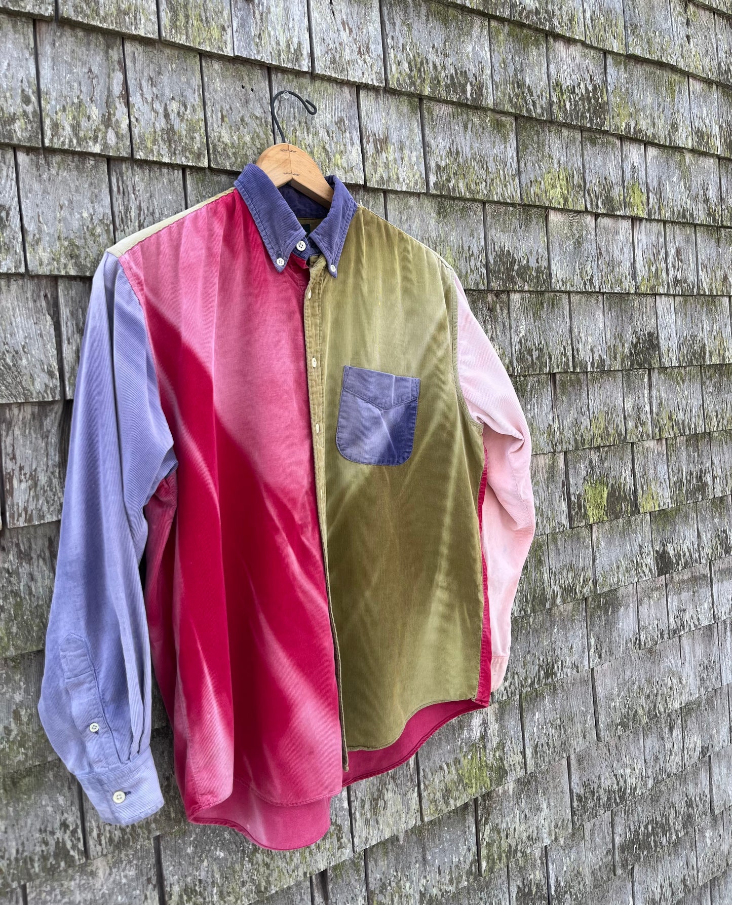 90s J.Crew Faded Colorblock Corduroy Button Down Shirt (M/L)