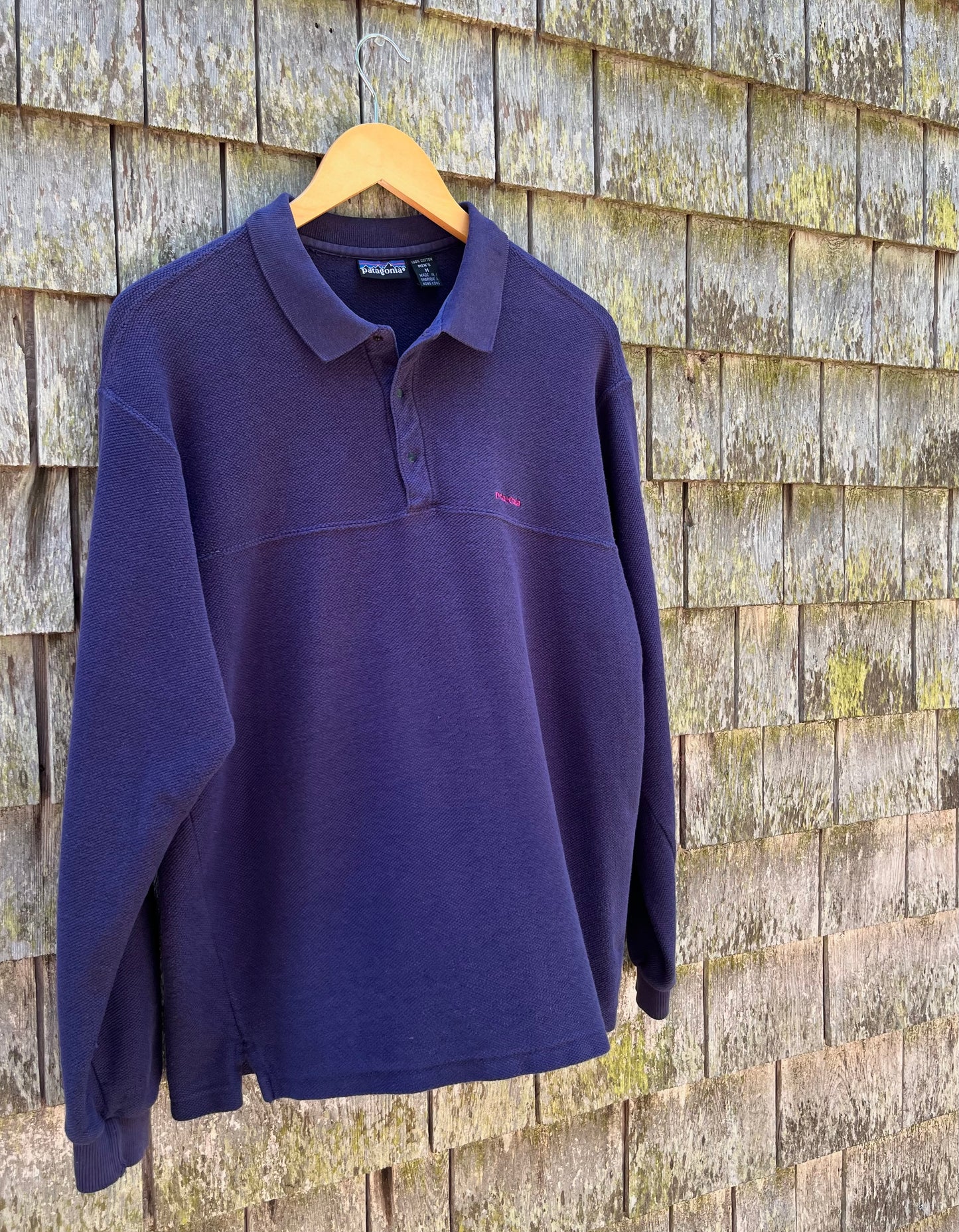 90s Patagonia Cotton Pique Snap Collar Pullover Shirt (L)