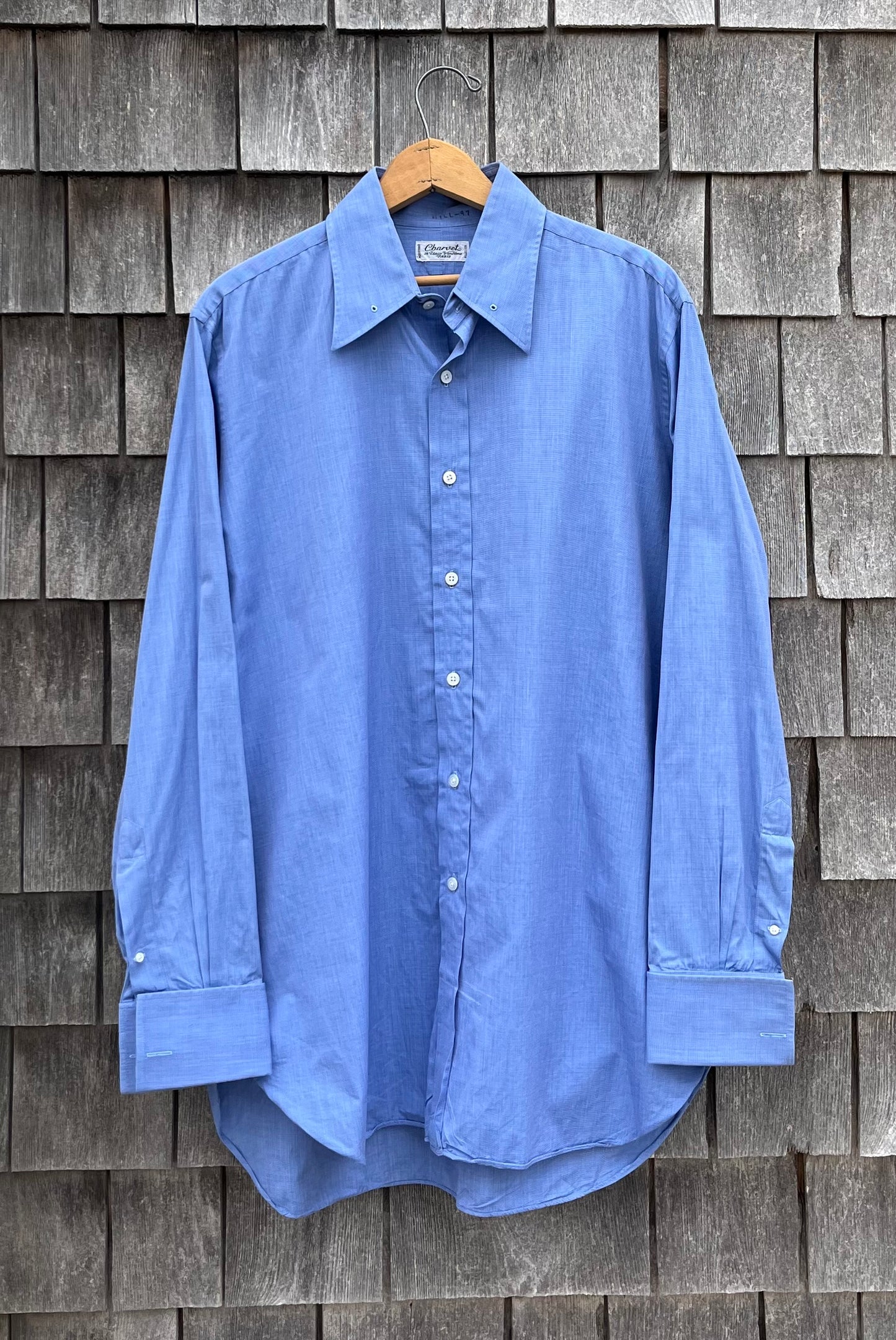90s Charvet End on End Cotton Button Up French Cuff Shirt (L/XL)